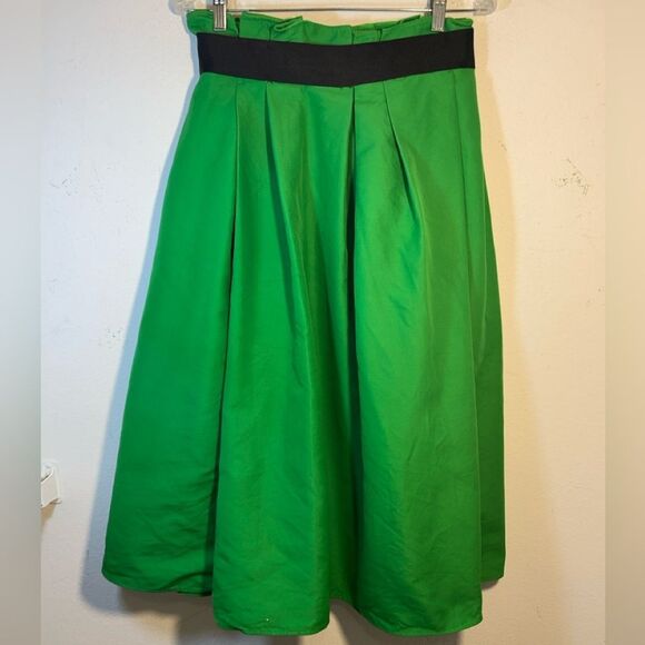 Emilio Pucci ladies midi skirt Kelly green black 8 pleated elegant modest - Picture 6 of 16